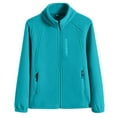 thumbnail image 1 of Women's New Fashion Solid Color Casual Zipper Stand Sports Fleece Long Sleeved Jacket Can be paired with a Women Waterproof Lightweight Rain Jacket XL-5XL, 1 of 6
