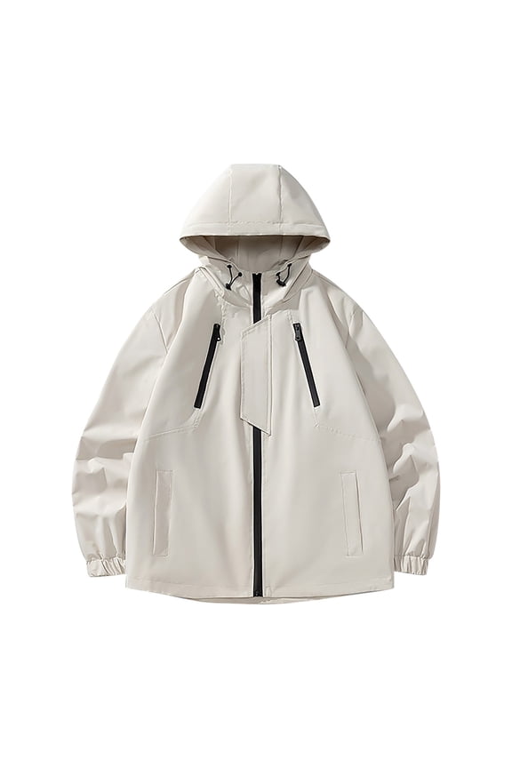 Women's New Hooded Jacket Outdoor Climbing Wear Sports Solid Color Hardshell Jacket