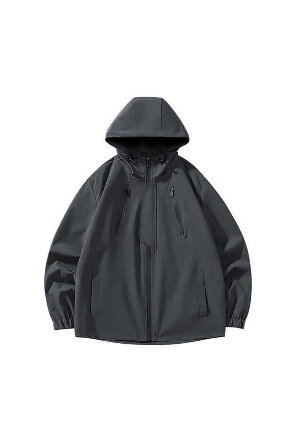 Women's New Hooded Jacket Outdoor Climbing Wear Sports Solid Color Hardshell Jacket