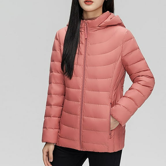 Women's New Lightweight Down Jacket Short Hooded Stand Collar Plus Size Coat Denim Trench Coat Women plus Size Heavy Weight Fashion Jackets for Women Vintage Coat Dress plus Size Snow Jackets for