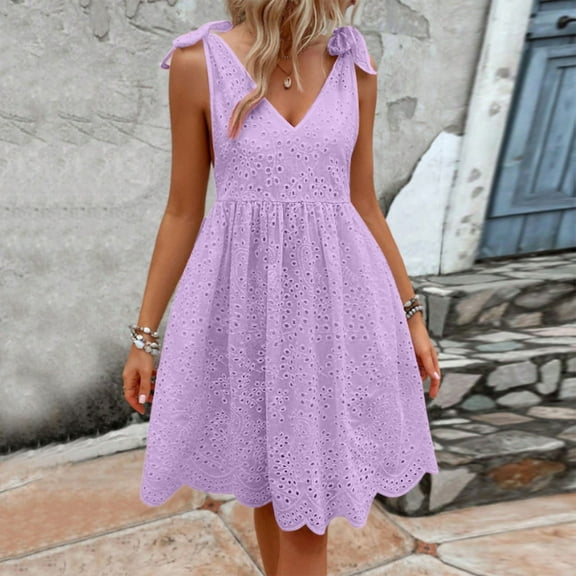 Women's New Mid Length Dress Lace Jacquard Hollow Out Slim V Neck Large Women's Dress Midi Dress plus Size Maxi Dress Petite Length Long Beach Dresses for Women Midi Women Dress Sleeveless Knee Length