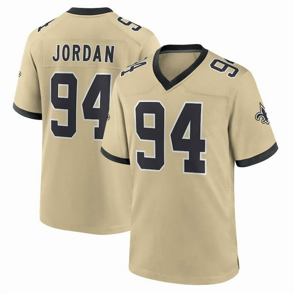 Women's New Orleans Jordan 94 Gold Stitched T-Shirts Sports Player Game Top, Large