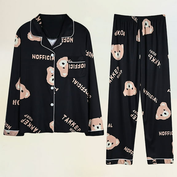 Women's New Pajamas Autumn And Winter Long Sleeve Lapel Cardigan Large Size Home Wear Pajamas Pajama Pants Set Womens Satin Pajamas Set Womens Set Pajamas for Woman Maternity Sweatsuit Just Married