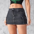 thumbnail image 1 of Women's New Retro Elastic Denim Mini Skirt Stretchy Skinny Distressed Shorts With Pockets Skirt Sequin Skirt for Women Preppy Skirts Womens Denim Skirt Embroide Skirt Skirt Plaid Skirt, 1 of 6