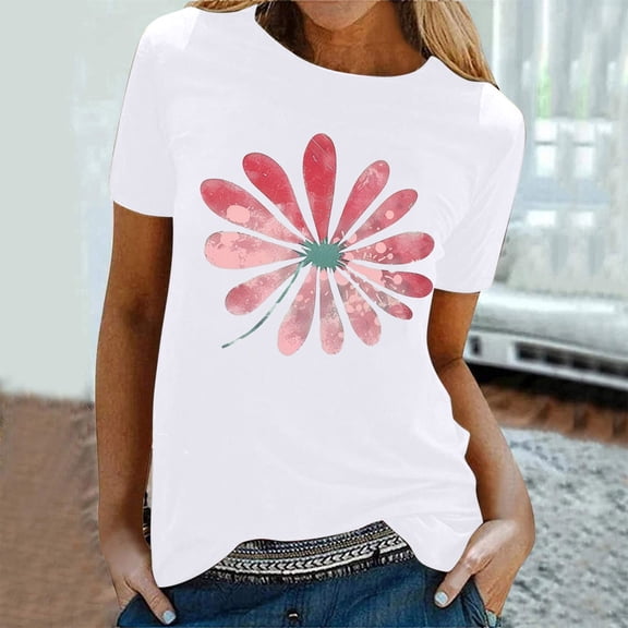 Women's New Short-sleeved Crew-neck Pullover Casual Valentine's Day