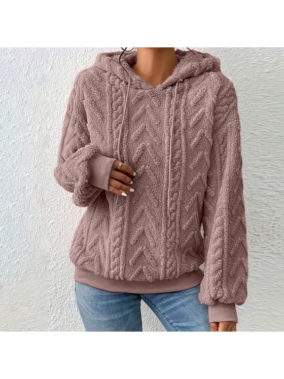 Women's New Off Shoulder Drawstring Hooded Teddy Long Sleeved Casual Hoodie Warm Undershirt Women Thermal for Men Long Sleeve Thermal Underwear Top for Women Cold Weather Thermal plus Size for Women