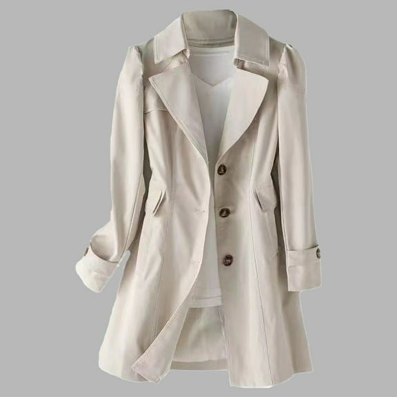 Women's New Slim Fit Women's Korean Version Double Small Mid Length Trench Coat Clothes for Women Rain Jacket Women Half Zip Jacket Womens Rain Camping Gear Women Windbreaker Jacket Womens Womens