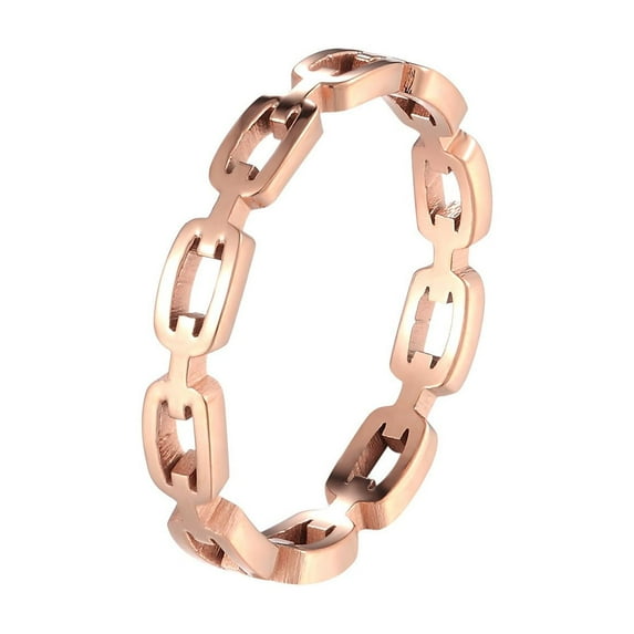 Womens Ring Fashion Rectangular Chain Ring Titanium Steel Electroplated High Quality Design New Appearance for Women