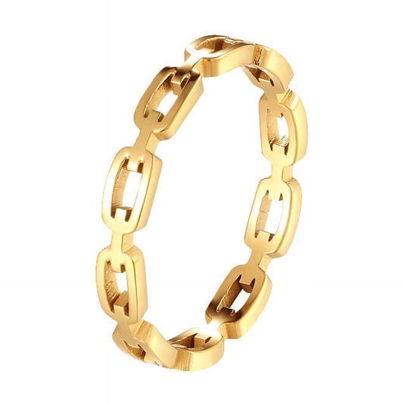 Womens Ring Fashion Rectangular Chain Ring Titanium Steel Electroplated High Quality Design New Appearance for Women