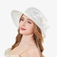 thumbnail image 1 of Women's New Summer Fisherman Hat Sun Hat Elegant Temperament Sunshade Hat Large Brim Sunscreen Hat French Hats Teens Christmas Girls Tan Hats for Women Stylish Women Ladies Stretch Hats Sequin Hats, 1 of 3