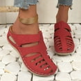 thumbnail image 1 of Women's New Summer Large Hollowed-out One Line Wedge Comfortable Casual Beach Sandals Summer Sandals for Women Red 43, 1 of 8