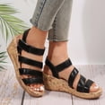 thumbnail image 1 of Women's New Summer Plus-size Muffin Fish Mouth Wedge Sandals Summer Sandals for Women Black 42, 1 of 6