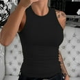 thumbnail image 1 of Women's New Summer Sleeveless Racerback High Neck Tank Top, Solid Color Slim Fit Ribbed Cotton Casual Basic Top, Breathable and Stretchy for Activewear, Yoga, Workout, and Daily Summer Outfits Black, 1 of 5