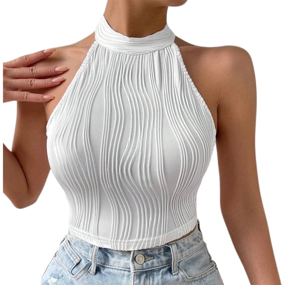 Women's New Temperament Hanging Neck Vest Slim Fit With Navel Tight Fitting And Short Top Vest And Suspender