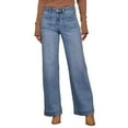 thumbnail image 1 of Women's New Thin Wide Leg Retro Style Straight Leg Jeans Floral Design, Comfortable Multiple Sizes, 1 of 8