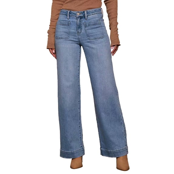 Women's New Thin Wide Leg Retro Style Straight Leg Jeans Floral Design, Comfortable Multiple Sizes
