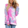 thumbnail image 1 of Women's New Tie-Dye Sweatshirts Split Long Sleeve Ladies T-shirt, 1 of 1