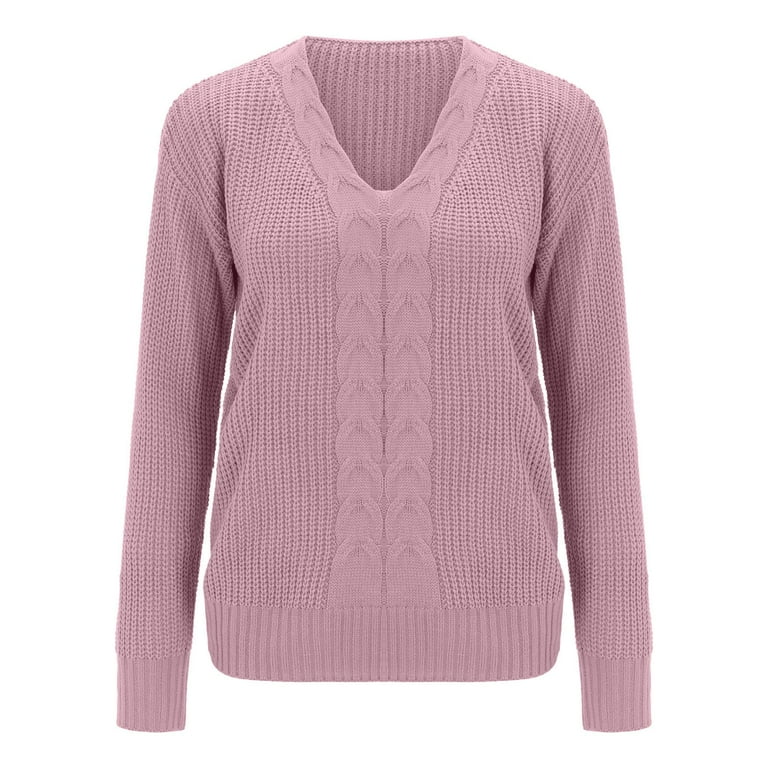 Women s New V Neck Oversized Loose Long Sleeve Solid Color Tops