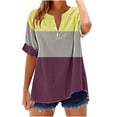 thumbnail image 1 of Women's New V-neck Button Short-Sleeved Casual Printed Top T-shirt, Soft and Comfortable Cotton Blend, Stylish Casual Wear for Summer, Everyday Wear, Travel, Vacation, and Outdoor Activities, 1 of 5