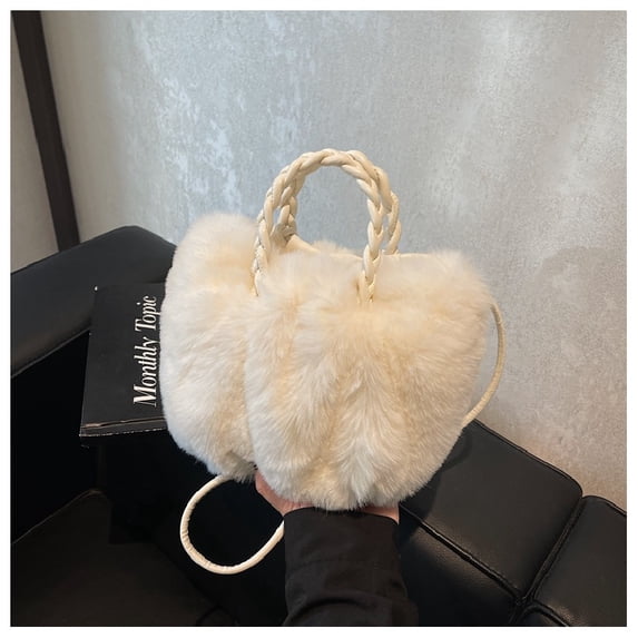 Women's New Versatile Crossbody Pleated Shoulder Bag Fluffy Commuter Bag