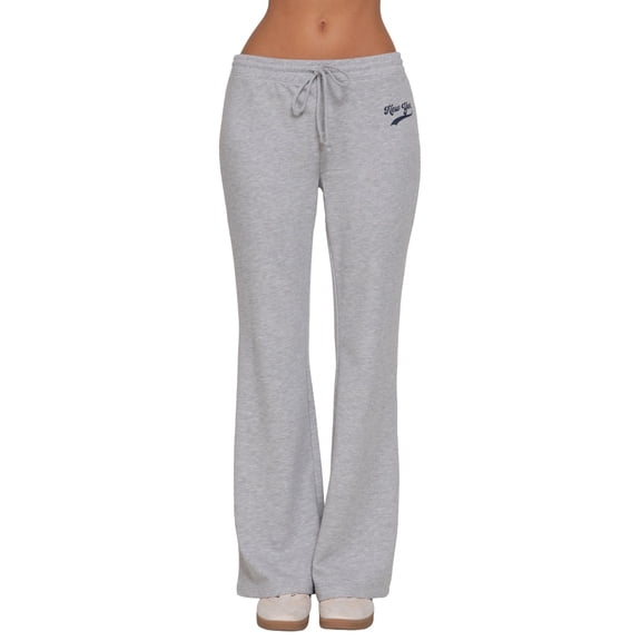 Women's New York Logo French Terry Long Flare Sweatpants with Drawstring Waistband