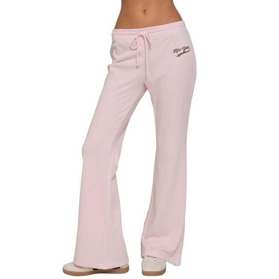 Women's New York Logo French Terry Long Flare Sweatpants with Drawstring Waistband