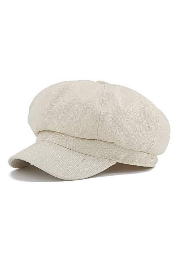 Women’s Newsboy Cap Linen Blend Solid Color Vintage Flat Hat Breathable Casual Daily Octagonal Hat