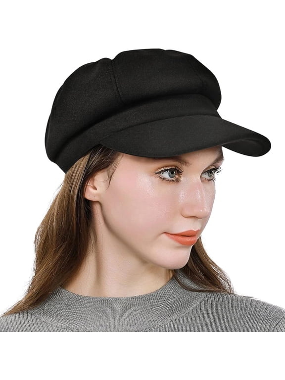 Women’s Newsboy Cap Wool Blend Retro Solid Color Girls Fashion Gatsby Cabbie Visor Beret Hat