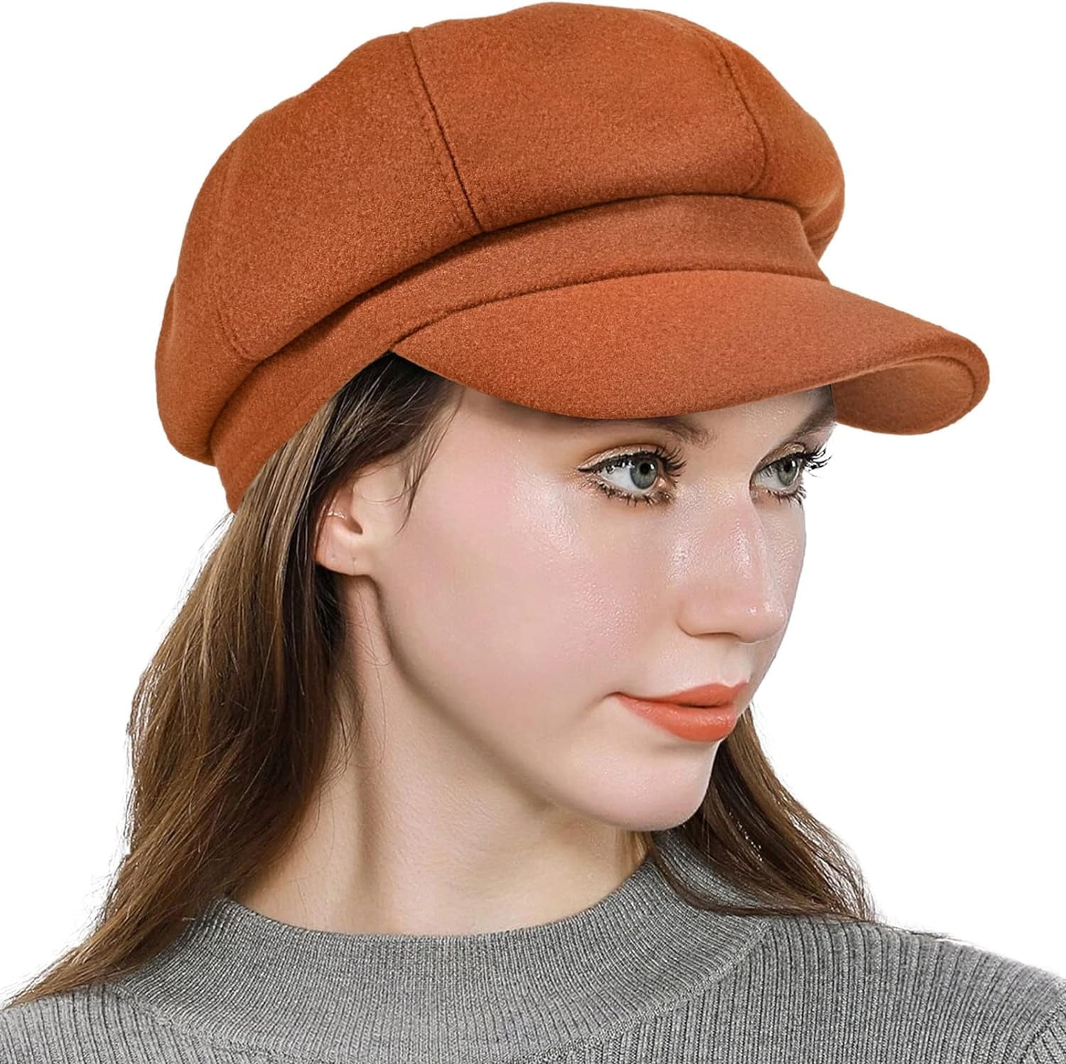Women\'s Newsboy Cap Beret Breathable Mesh Sun Beach Hats Octagonal Hat Caramel Clecibor Women Summer Straw Newsboy Cap Beret Breathable  main image 3