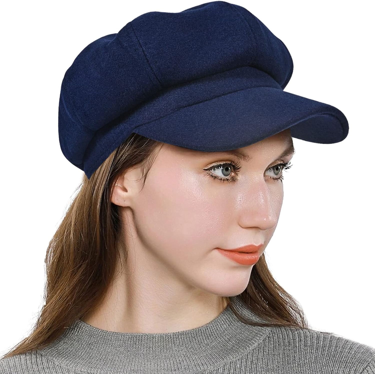 3247 Women’s Newsboy Cap Wool Blend Retro Solid Color Girls Fashion Gatsby Women main image 2