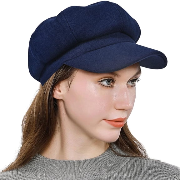 Women’s Newsboy Cap Wool Blend Vintage Solid Color Girls Gatsby Cabbie Visor Beret Hat
