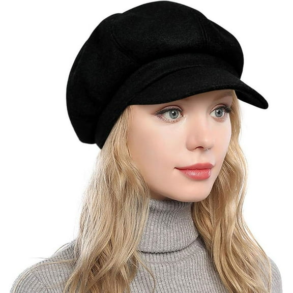 Women's Newsboy Hats Fall Wool Cabbie Beret Tweed Girls Paperboy Cap 1pcs