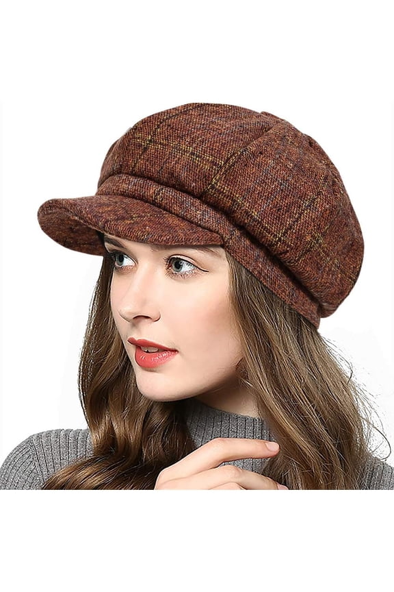 Women's Newsboy Hats Fall Wool Cabbie Beret Tweed Girls Paperboy Cap