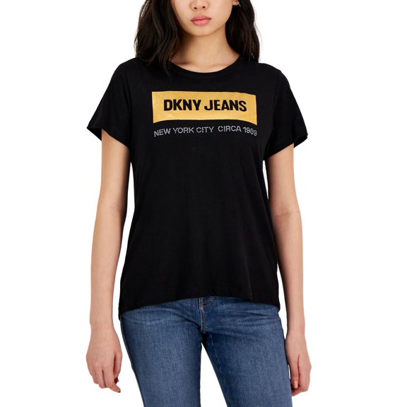 Women's Newspaper-Logo Short-Sleeve T-Shirt Black XXS