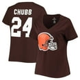 thumbnail image 1 of Women's Nick Chubb Brown Cleveland Browns Plus Size Fair Catch Name & Number V-Neck T-Shirt, 1 of 3