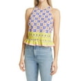 thumbnail image 1 of Women's Nicole Miller Daisy Field Crop Halter Top, white/multi, Size Medium, 1 of 1