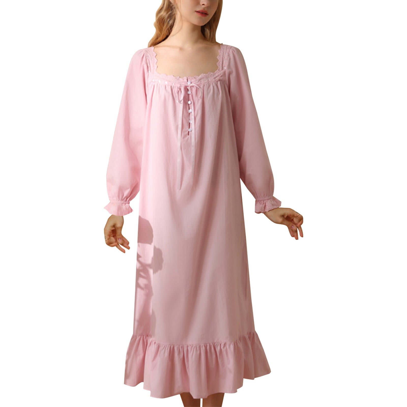 Women s Nightdress Vintage Style Sleeping Dress For Cotton Long Sleeve Nightgown For Spring Autumn Ladies Elegant Nightgown Spring Summer Walmart