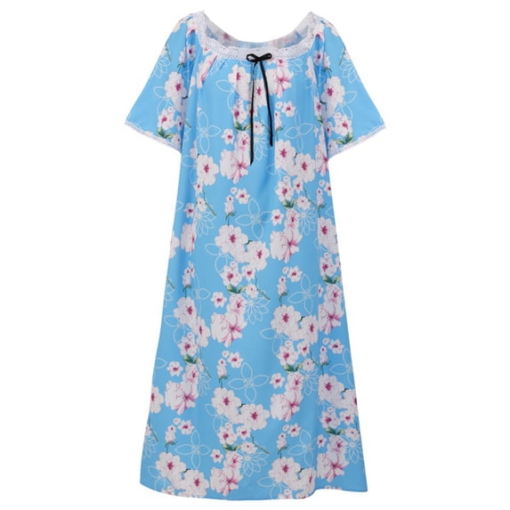 Women's Nightgown Cotton Sleepshirts Short Sleeve Nightshirt Loose Comfy Pajama Plus Size