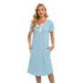 thumbnail image 1 of Women's Nightgown Retro Dot Tee Short Sleeve Comfy Sleep Nightshirt Button Down Nightdress With Pockets S-2XL, 1 of 1
