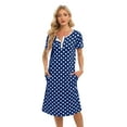 thumbnail image 1 of WBQ Women's Short Sleeve Polka Dot Nightgown With Pockets Round Neck Button Down Tee Nightshirt Loose Casual Nightdress Over Knee Length House Lounge Dress, S-2XL, 1 of 6