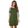 thumbnail image 1 of Women's Nightgown Round Neck Sleepdress 3/4 Sleeve Sleepshirt Loose Comfy Pajamas (Green L), 1 of 1