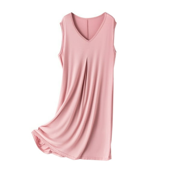 Women's Nightgown Short Sleeve Sleepwear Comfy Sleepshirts Pleated Nightshirt S-XXXL Pink XL