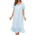 thumbnail image 1 of Women's Nightgown Sleepwear Long Loungewear Short Sleeve Vintage Long Sleep Shirts Big T Shirt Sleep plus Size Nightgown Women Grandmother Nightgown Ladies Summer Nightgowns Womens plus Nightgowns 2x, 1 of 5