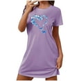 thumbnail image 1 of Women's Nightgown Sleepwear Short Sleeve Nightshirt Butterfly Print T-Shirt Dress Loose Comfy Sleepshirts, 1 of 6