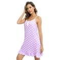 thumbnail image 1 of Women's Nightgown Spaghetti Strap Ruffles Hem Sleepwear Scoop Neck Loose Nightwear Soft Sleeping Dress,Women's Slip Night Dress,S-2XL,Purple, 1 of 7