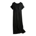thumbnail image 1 of Women's Nightgown with Built-in Bra O Neck Short Sleeve - Rayon Spandex Soft Comfy Sleepwear for All Seasons, 1 of 4