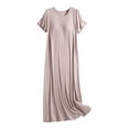 thumbnail image 1 of Women's Nightgown with Built-in Bra O Neck Short Sleeve - Rayon Spandex Soft Comfy Sleepwear for All Seasons, 1 of 4