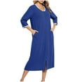 thumbnail image 1 of Women's Nightgowns Full Zip House Sleepwear Dresses Loose 3/4 Sleeve Pajamas Winter Comfortable Loungewear Nightdress with Pockets, 1 of 5
