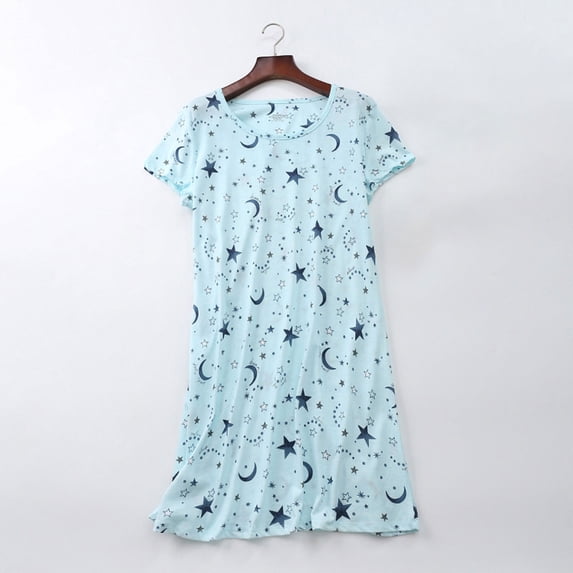 Women’s Nightgowns JIANLAI Woven Cotton Round-Neck Pajamas, Women’s Plus-Size Clothing Soft Material Quick-Drying Fabric Casual Pajamas, Cute Cartoon Homewear Knitted Cotton S-XL
