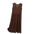 thumbnail image 1 of Women's Nightgowns and Sleepshirts New Womens Summer Casual Tank Dress Sleeveless V Neck Nightgowns Flowy Tiered Trendy Loose Sleepdress Coffee L, 1 of 3